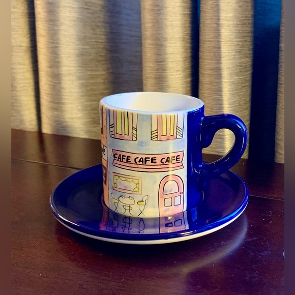 Set of 5 Hand Painted Ceramic Espresso Cups and Saucers. - Picture 14 of 15